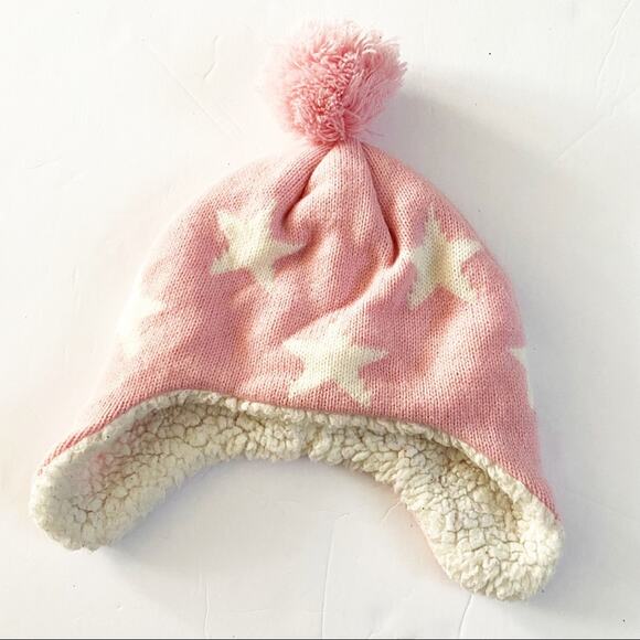 Capelli Kids Pink Star Pom Pom Hat 2T-4T Winter Hat Cold Weather Gear - Picture 1 of 5